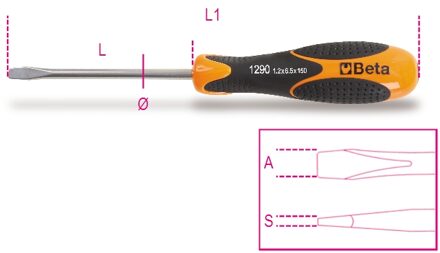 Beta Schroevendraaiers voor sleutelschroeven, vervaardigd uit roestvaststaal 1290INOX 3X75 - 012900409