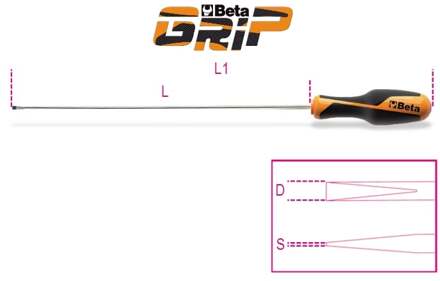 Beta Schroevendraaiers voor verzonken sleufschroeven, lange uitvoering 1264L 4X400 - 012640209