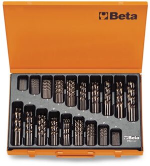 Beta Set spiraalboren, korte uitvoering HSS-CO 8% volledig geslepen (art. 415) in kistje 415/C116 - 004150450