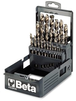 Beta Set spiraalboren, korte uitvoering HSS-CO 8% volledig geslepen (art. 415) in kistje 415/SP19 - 004150419