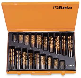 Beta Set spiraalboren, korte uitvoering HSS-TiN volledig geslepen (art. 414) in kistje 414/C116 - 004140450