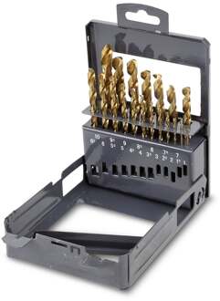 Beta Set spiraalboren, korte uitvoering HSS-TiN volledig geslepen (art. 414) in kistje 414/SP19 - 004140419