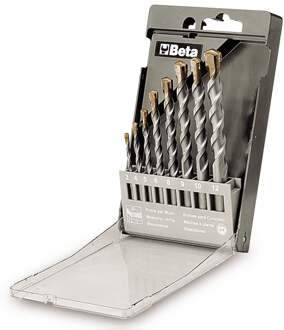 Beta Set steenboren, korte uitvoering vervaardigd uit gefreesd staal met hardmetalen snijplaten (art. 417) in kistje 417/SP8 - 004170100