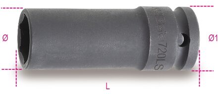 Beta Slagdoppen, 1/2" aansluiting, lang en dunne uitvoering gefosfatiseerd 720LS 12 - 007200362