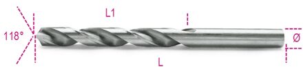 Beta Spiraalboren, korte uitvoering HSS volledig geslepen glimmende afwerking 412 2,25 - 004120055