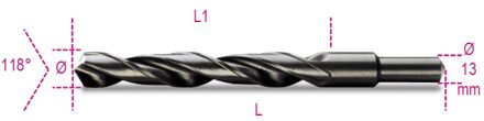 Beta Spiraalboren, korte uitvoering, schacht gereduceerd tot 13 mm HSS gewalst 410A 15,00 - 004100287