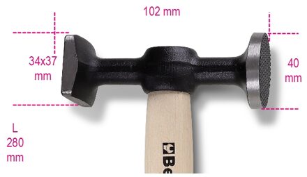 Beta Uitdeukhamers met ronde vlakke gewafelde baan en vierkante vlakke baan, houten steel 1357Z/45 - 013570045