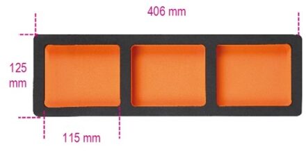 Beta VPM7 Zachte foam inleg voor wagen C38 met 3 vakken - 088870356 088870356