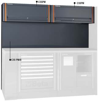 Beta Wandpaneel met 2 hangkasten, passend in werkplaats combinaties C55 2PM - 055000301
