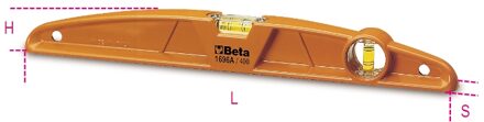 Beta Waterpassen vervaardigd uit gegoten aluminium, met een geslepen meetvlak en twee onbreekbare libellen, nauwkeurigheid: 1 mm/m 1696A 600