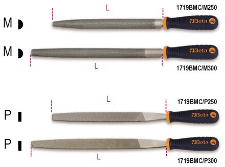 Beta werkplaatsvijlen halfrond en plat, kunststof handgreep 1719BMC/M 250 - 017190252