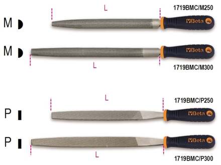 Beta werkplaatsvijlen halfrond en plat, kunststof handgreep 1719BMC/P 250 - 017190262