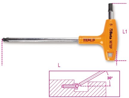 Beta Zeskant stiftsleutels met kogelkop en kunststof handgreep 96TBP 10 - 000960692