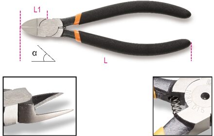 Beta Zijkniptang, handgreep voorzien van twee laags anti-slip PVC' materiaal 1080D 15 - 010800015