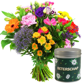 Beterschap bloemen + Beterschap blikje