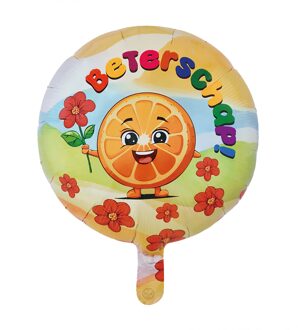 Beterschap Happy Sinaasappel Folieballon Rond (46cm) Multikleur - Print