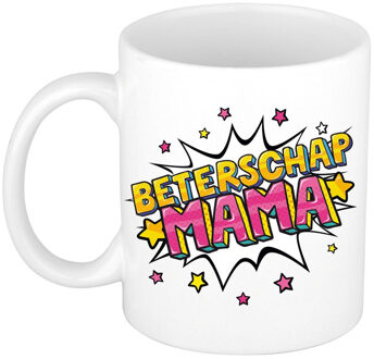 Beterschap mama cadeau mok / beker wit met sterren 300 ml - feest mokken