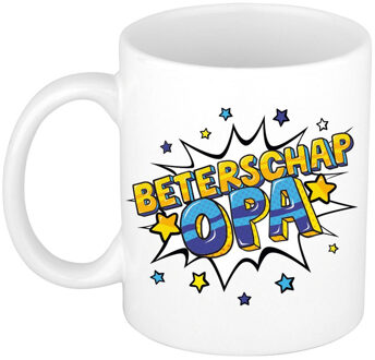 Beterschap opa cadeau mok / beker wit met sterren 300 ml - feest mokken