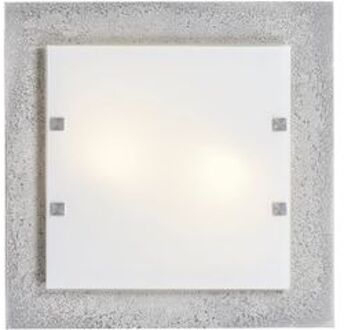 Beton Plafondlamp, 2xe27, Cement, Glas, 40x40cm