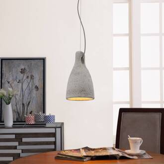 Betonnen pendellamp Lenna in grijs betongrijs, gesatineerd nikkel