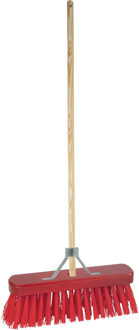 Betra Buitenbezem - FSC hout - kunstvezel - rood - hard - 30 x 140 cm