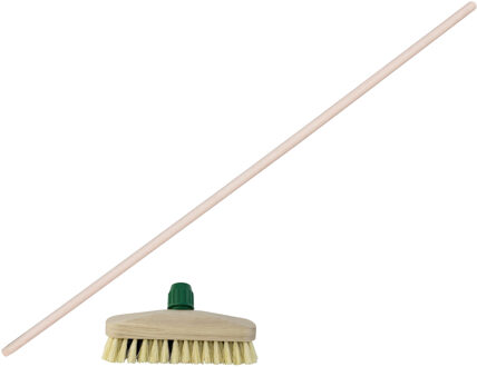 Betra Luiwagen/schrobber 23 cm - met houten steel 130 cm - harde schrobborstel