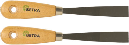 Betra Plamuurmes - 2x - werkbreedte 20 mm - conisch geslepen staal - houten greep