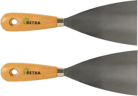 Betra Plamuurmes - 2x - werkbreedte 80 mm - conisch geslepen staal - houten greep