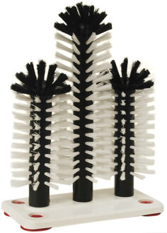 Betra Spoelborstels voor glazen - 10 x 19 x 27 cm - wit/zwart - 3 borstels - professionele borstels