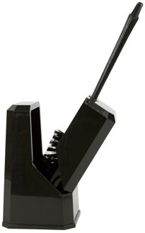 Betra WC-borstel/toiletborstel in gesloten houder - zwart - kunststof - 14 x 37 cm