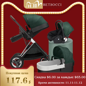 BETSOCCI baby stroller 2 in 1 3 in 1 bi-directional baby stroller, four-wheel stroller Russia free shipping