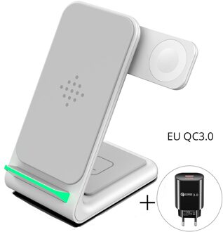 Betty 3 In 1 Draadloze Laders Voor Iphones Opvouwbare Charging Stand Airpods Iwatch Iphone 12/12 Pro Max Draadloze Oplader Station wit Charging QC EU