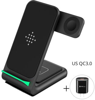 Betty 3 In 1 Draadloze Laders Voor Iphones Opvouwbare Charging Stand Airpods Iwatch Iphone 12/12 Pro Max Draadloze Oplader Station zwart Charging QC US
