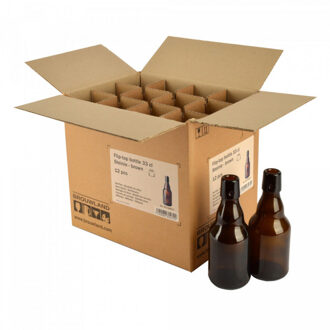 Beugelfles 33 cl Steinie bruin, zonder beugel, doos 12 stuks