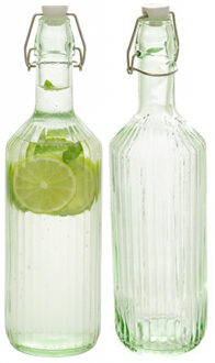 Beugelfles / Weckfles - 2x - groen glas - luchtdicht - 1 liter - waterfles