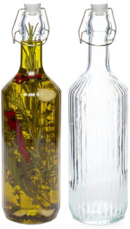 Beugelfles / Weckfles - 2x - transparant glas - luchtdicht - 1 liter - waterfles