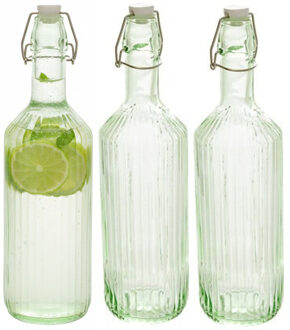 Beugelfles / Weckfles - 3x - groen glas - luchtdicht - 1 liter - waterfles