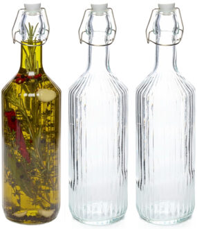 Beugelfles / Weckfles - 3x - transparant glas - luchtdicht - 1 liter - waterfles