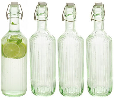 Beugelfles / Weckfles - 4x - groen glas - luchtdicht - 1 liter - waterfles