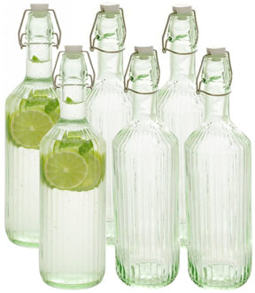 Beugelfles / Weckfles - 6x - groen glas - luchtdicht - 1 liter - waterfles