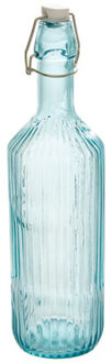 Beugelfles / Weckfles - blauw glas - luchtdicht - 1 liter - waterfles