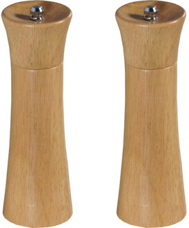 Beukenhouten pepermolen/zoutmolen 18 cm - 2x - Pepermaler/zoutmaler