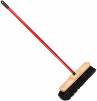 Beumag Houten binnenbezem - B28 cm - inclusief metalen telescoopsteel - rood - 80 tot 130 cm