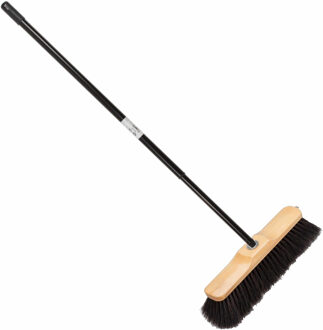 Beumag Houten binnenbezem - B28 cm - inclusief metalen telescoopsteel - zwart - 80 tot 130 cm