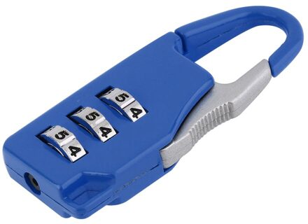 Beveiliging 3 Combinatie Reizen Zinklegering Koffer Bagage Tas Sieraden Dozen Tool Kisten Code Lock Rits Hangslot Ingetoetst Hangslot blauw