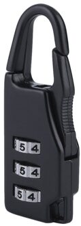 Beveiliging 3 Combinatie Reizen Zinklegering Koffer Bagage Tas Sieraden Dozen Tool Kisten Code Lock Rits Hangslot Ingetoetst Hangslot zwart