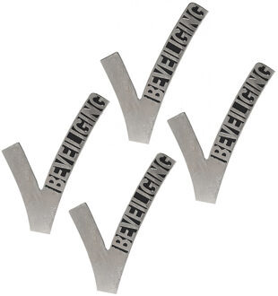 Beveiligings embleem V - 4x - metaal - 6,5 cm - Security broche - zilver - beveiligers