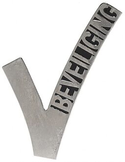 Beveiligings embleem V - metaal - 6,5 cm - Security broche - zilver