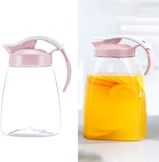 Beverage Storage Container Heat Cold Water Jug Plastic Juice Pitcher Household Teapot Kettle - Size L (Pink) roze