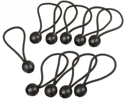 Bevestigingsband elastisch - 10x - zwart - kunststof - 13 cm - met kogelstopper